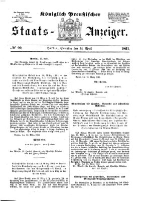 Königlich Preußischer Staats-Anzeiger (Allgemeine preußische Staats-Zeitung) Sonntag 14. April 1861