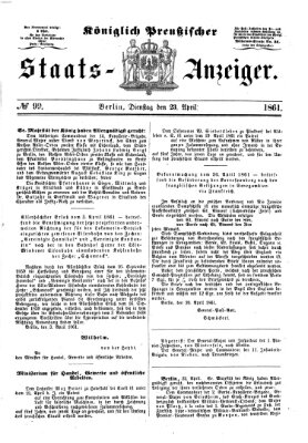 Königlich Preußischer Staats-Anzeiger (Allgemeine preußische Staats-Zeitung) Dienstag 23. April 1861