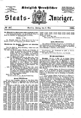 Königlich Preußischer Staats-Anzeiger (Allgemeine preußische Staats-Zeitung) Freitag 3. Mai 1861