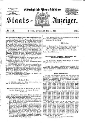 Königlich Preußischer Staats-Anzeiger (Allgemeine preußische Staats-Zeitung) Samstag 11. Mai 1861