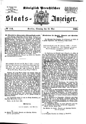 Königlich Preußischer Staats-Anzeiger (Allgemeine preußische Staats-Zeitung) Sonntag 12. Mai 1861