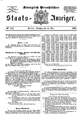 Königlich Preußischer Staats-Anzeiger (Allgemeine preußische Staats-Zeitung) Dienstag 14. Mai 1861