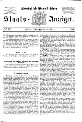 Königlich Preußischer Staats-Anzeiger (Allgemeine preußische Staats-Zeitung) Donnerstag 16. Mai 1861