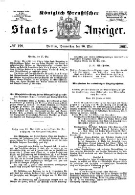 Königlich Preußischer Staats-Anzeiger (Allgemeine preußische Staats-Zeitung) Donnerstag 30. Mai 1861