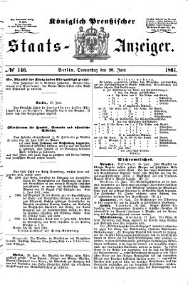 Königlich Preußischer Staats-Anzeiger (Allgemeine preußische Staats-Zeitung) Donnerstag 20. Juni 1861