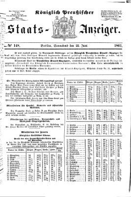 Königlich Preußischer Staats-Anzeiger (Allgemeine preußische Staats-Zeitung) Samstag 22. Juni 1861