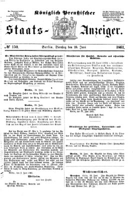 Königlich Preußischer Staats-Anzeiger (Allgemeine preußische Staats-Zeitung) Dienstag 25. Juni 1861