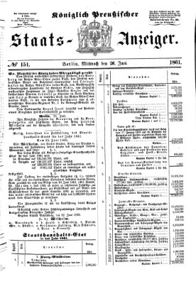 Königlich Preußischer Staats-Anzeiger (Allgemeine preußische Staats-Zeitung) Mittwoch 26. Juni 1861