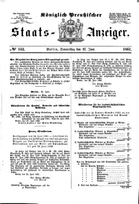 Königlich Preußischer Staats-Anzeiger (Allgemeine preußische Staats-Zeitung) Donnerstag 27. Juni 1861