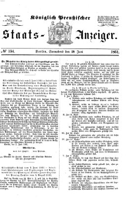 Königlich Preußischer Staats-Anzeiger (Allgemeine preußische Staats-Zeitung) Samstag 29. Juni 1861