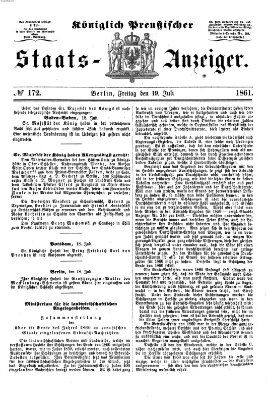 Königlich Preußischer Staats-Anzeiger (Allgemeine preußische Staats-Zeitung) Freitag 19. Juli 1861