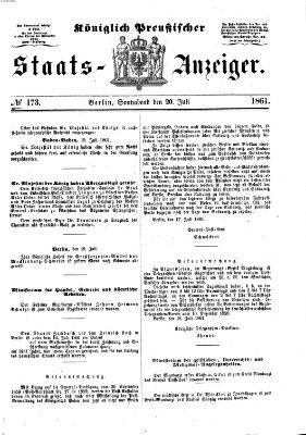 Königlich Preußischer Staats-Anzeiger (Allgemeine preußische Staats-Zeitung) Samstag 20. Juli 1861