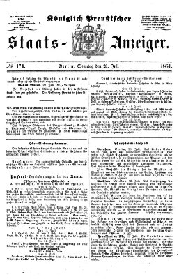 Königlich Preußischer Staats-Anzeiger (Allgemeine preußische Staats-Zeitung) Sonntag 21. Juli 1861