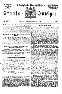 Königlich Preußischer Staats-Anzeiger (Allgemeine preußische Staats-Zeitung) Donnerstag 25. Juli 1861