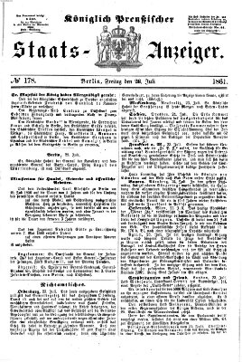 Königlich Preußischer Staats-Anzeiger (Allgemeine preußische Staats-Zeitung) Freitag 26. Juli 1861