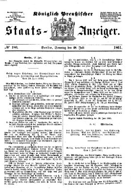 Königlich Preußischer Staats-Anzeiger (Allgemeine preußische Staats-Zeitung) Sonntag 28. Juli 1861