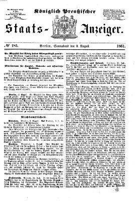 Königlich Preußischer Staats-Anzeiger (Allgemeine preußische Staats-Zeitung) Samstag 3. August 1861