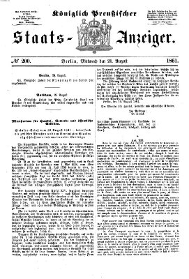 Königlich Preußischer Staats-Anzeiger (Allgemeine preußische Staats-Zeitung) Mittwoch 21. August 1861