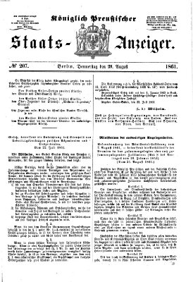 Königlich Preußischer Staats-Anzeiger (Allgemeine preußische Staats-Zeitung) Donnerstag 29. August 1861