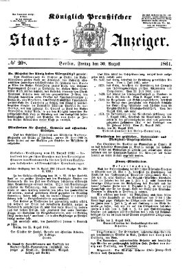 Königlich Preußischer Staats-Anzeiger (Allgemeine preußische Staats-Zeitung) Freitag 30. August 1861