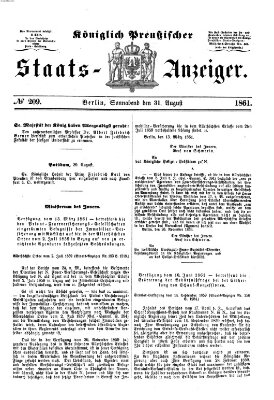 Königlich Preußischer Staats-Anzeiger (Allgemeine preußische Staats-Zeitung) Samstag 31. August 1861