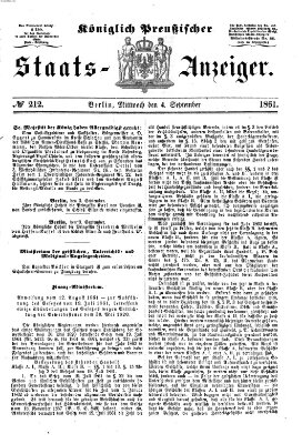 Königlich Preußischer Staats-Anzeiger (Allgemeine preußische Staats-Zeitung) Mittwoch 4. September 1861