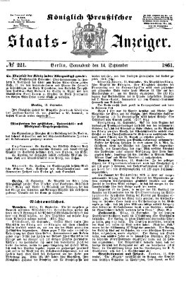 Königlich Preußischer Staats-Anzeiger (Allgemeine preußische Staats-Zeitung) Samstag 14. September 1861