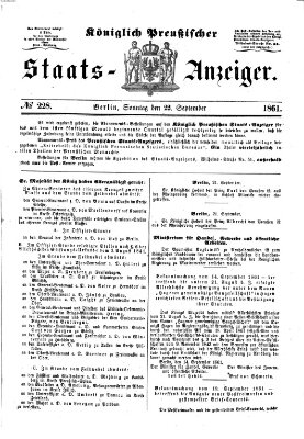 Königlich Preußischer Staats-Anzeiger (Allgemeine preußische Staats-Zeitung) Sonntag 22. September 1861