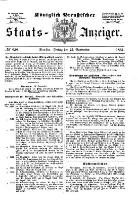 Königlich Preußischer Staats-Anzeiger (Allgemeine preußische Staats-Zeitung) Freitag 27. September 1861