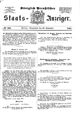 Königlich Preußischer Staats-Anzeiger (Allgemeine preußische Staats-Zeitung) Samstag 28. September 1861