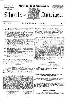 Königlich Preußischer Staats-Anzeiger (Allgemeine preußische Staats-Zeitung) Dienstag 8. Oktober 1861