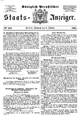 Königlich Preußischer Staats-Anzeiger (Allgemeine preußische Staats-Zeitung) Mittwoch 9. Oktober 1861