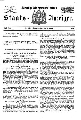 Königlich Preußischer Staats-Anzeiger (Allgemeine preußische Staats-Zeitung) Sonntag 20. Oktober 1861