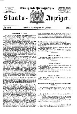 Königlich Preußischer Staats-Anzeiger (Allgemeine preußische Staats-Zeitung) Dienstag 29. Oktober 1861