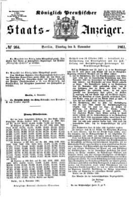 Königlich Preußischer Staats-Anzeiger (Allgemeine preußische Staats-Zeitung) Dienstag 5. November 1861