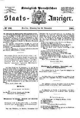 Königlich Preußischer Staats-Anzeiger (Allgemeine preußische Staats-Zeitung) Sonntag 24. November 1861