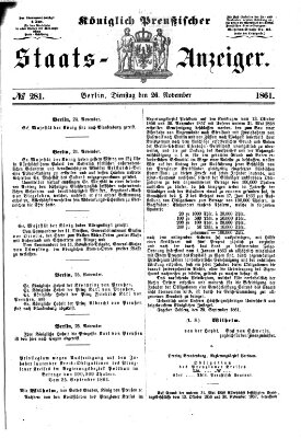 Königlich Preußischer Staats-Anzeiger (Allgemeine preußische Staats-Zeitung) Dienstag 26. November 1861