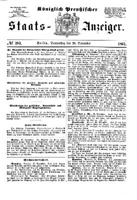 Königlich Preußischer Staats-Anzeiger (Allgemeine preußische Staats-Zeitung) Donnerstag 28. November 1861