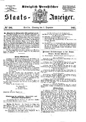 Königlich Preußischer Staats-Anzeiger (Allgemeine preußische Staats-Zeitung) Sonntag 1. Dezember 1861