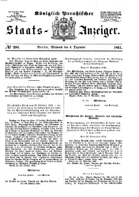 Königlich Preußischer Staats-Anzeiger (Allgemeine preußische Staats-Zeitung) Mittwoch 4. Dezember 1861