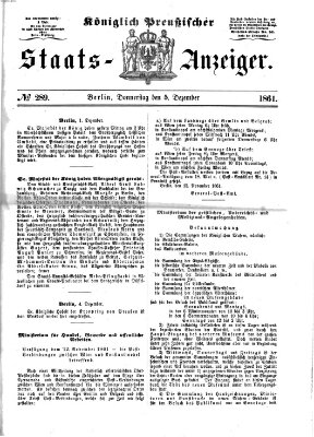 Königlich Preußischer Staats-Anzeiger (Allgemeine preußische Staats-Zeitung) Donnerstag 5. Dezember 1861