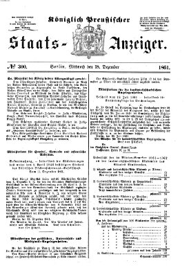 Königlich Preußischer Staats-Anzeiger (Allgemeine preußische Staats-Zeitung) Mittwoch 18. Dezember 1861