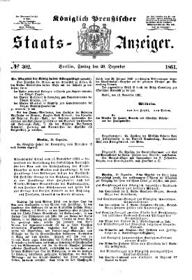 Königlich Preußischer Staats-Anzeiger (Allgemeine preußische Staats-Zeitung) Freitag 20. Dezember 1861