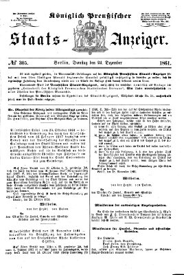 Königlich Preußischer Staats-Anzeiger (Allgemeine preußische Staats-Zeitung) Dienstag 24. Dezember 1861