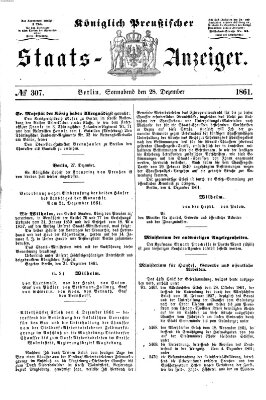 Königlich Preußischer Staats-Anzeiger (Allgemeine preußische Staats-Zeitung) Samstag 28. Dezember 1861