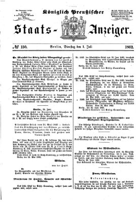 Königlich Preußischer Staats-Anzeiger (Allgemeine preußische Staats-Zeitung) Dienstag 1. Juli 1862