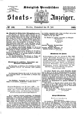 Königlich Preußischer Staats-Anzeiger (Allgemeine preußische Staats-Zeitung) Samstag 19. Juli 1862