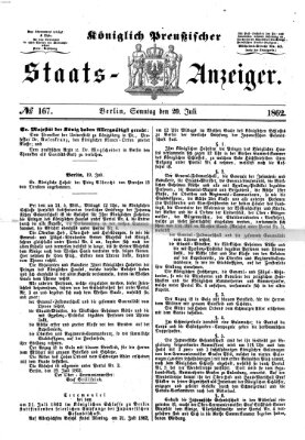 Königlich Preußischer Staats-Anzeiger (Allgemeine preußische Staats-Zeitung) Sonntag 20. Juli 1862