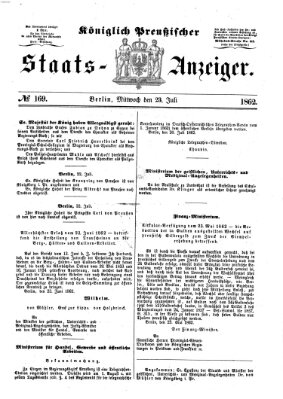 Königlich Preußischer Staats-Anzeiger (Allgemeine preußische Staats-Zeitung) Mittwoch 23. Juli 1862