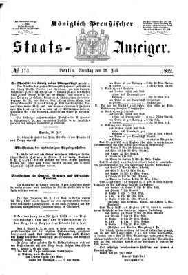 Königlich Preußischer Staats-Anzeiger (Allgemeine preußische Staats-Zeitung) Dienstag 29. Juli 1862